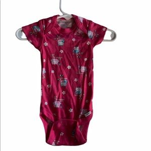 0-3 Months Onesie Pink with birds